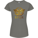 Gym Training Top Weightlifting SPQR Roman Womens Petite Cut T-Shirt Charcoal