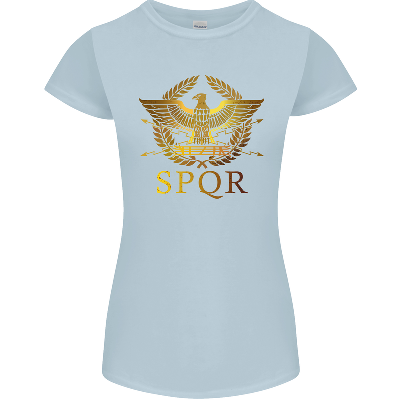 Gym Training Top Weightlifting SPQR Roman Womens Petite Cut T-Shirt Light Blue
