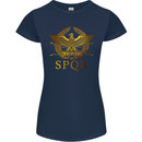 Gym Training Top Weightlifting SPQR Roman Womens Petite Cut T-Shirt Navy Blue