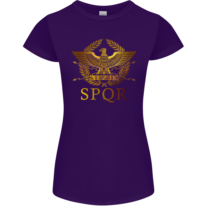 Gym Training Top Weightlifting SPQR Roman Womens Petite Cut T-Shirt Purple