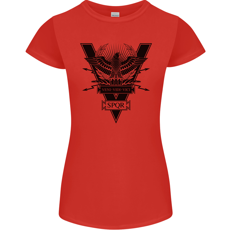 Gym Training Top Weightlifting SPQR Roman Womens Petite Cut T-Shirt Red