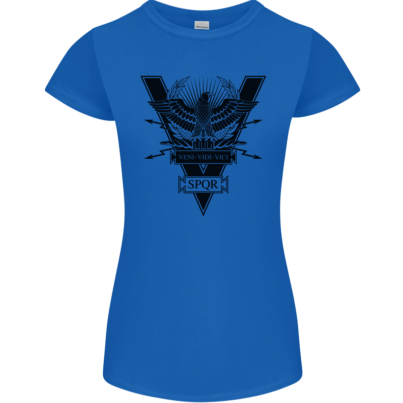 Gym Training Top Weightlifting SPQR Roman Womens Petite Cut T-Shirt Royal Blue