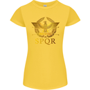 Gym Training Top Weightlifting SPQR Roman Womens Petite Cut T-Shirt Yellow