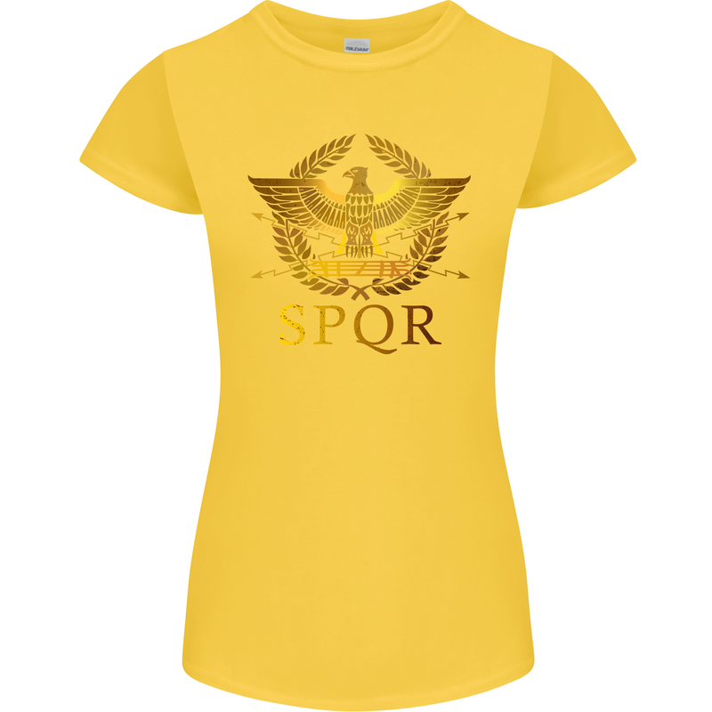 Gym Training Top Weightlifting SPQR Roman Womens Petite Cut T-Shirt Yellow