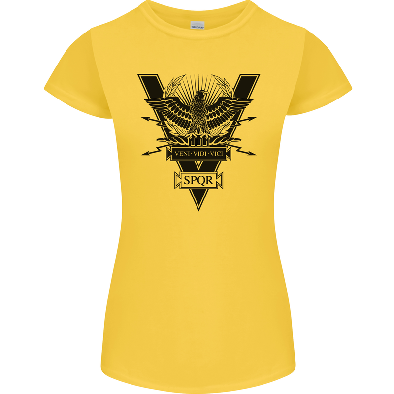 Gym Training Top Weightlifting SPQR Roman Womens Petite Cut T-Shirt Yellow