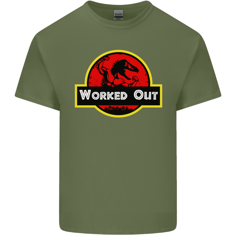 Gym Worked Out Training Top Fitness Mens Cotton T-Shirt Tee Top Military Green