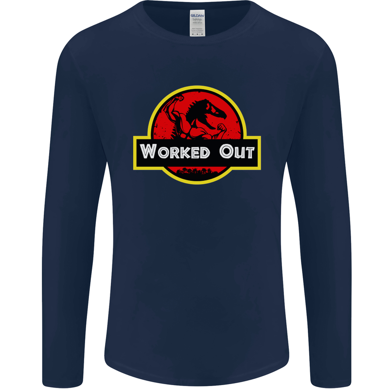 Gym Worked Out Training Top Fitness Mens Long Sleeve T-Shirt Navy Blue