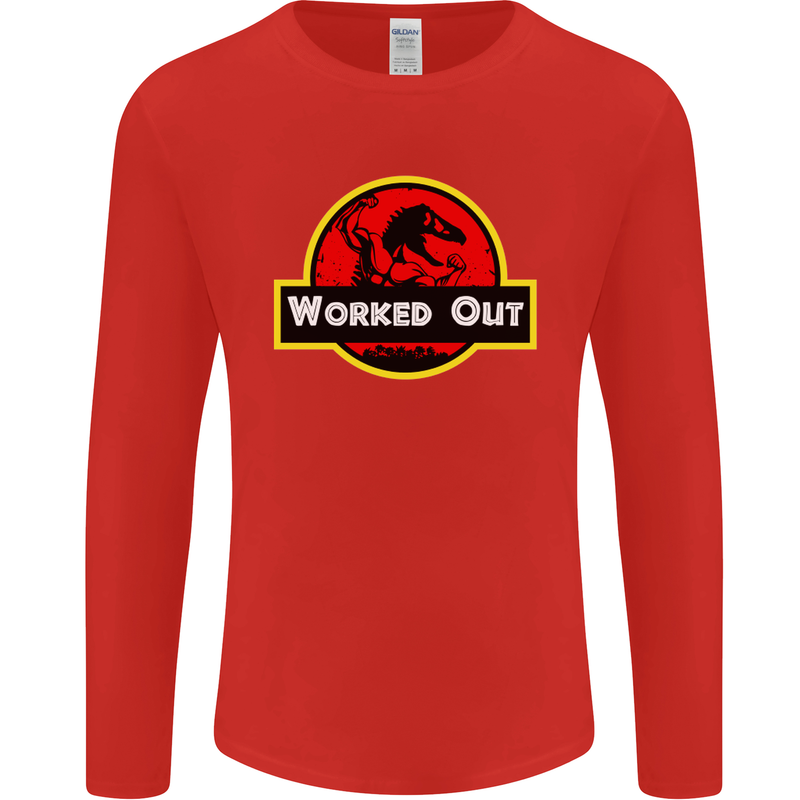 Gym Worked Out Training Top Fitness Mens Long Sleeve T-Shirt Red