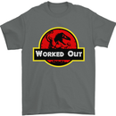 Gym Worked Out Training Top Fitness Mens T-Shirt 100% Cotton Charcoal
