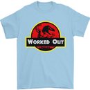 Gym Worked Out Training Top Fitness Mens T-Shirt 100% Cotton Light Blue