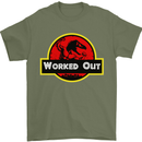 Gym Worked Out Training Top Fitness Mens T-Shirt 100% Cotton Military Green