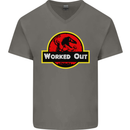 Gym Worked Out Training Top Fitness Mens V-Neck Cotton T-Shirt Charcoal