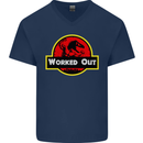 Gym Worked Out Training Top Fitness Mens V-Neck Cotton T-Shirt Navy Blue