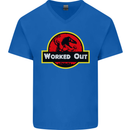 Gym Worked Out Training Top Fitness Mens V-Neck Cotton T-Shirt Royal Blue
