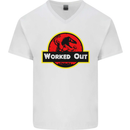 Gym Worked Out Training Top Fitness Mens V-Neck Cotton T-Shirt White