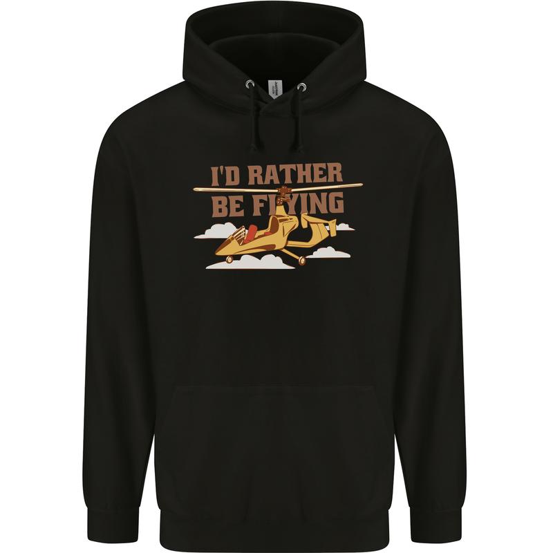 Gyrocopter Rather Be Flying Childrens Kids Hoodie Black