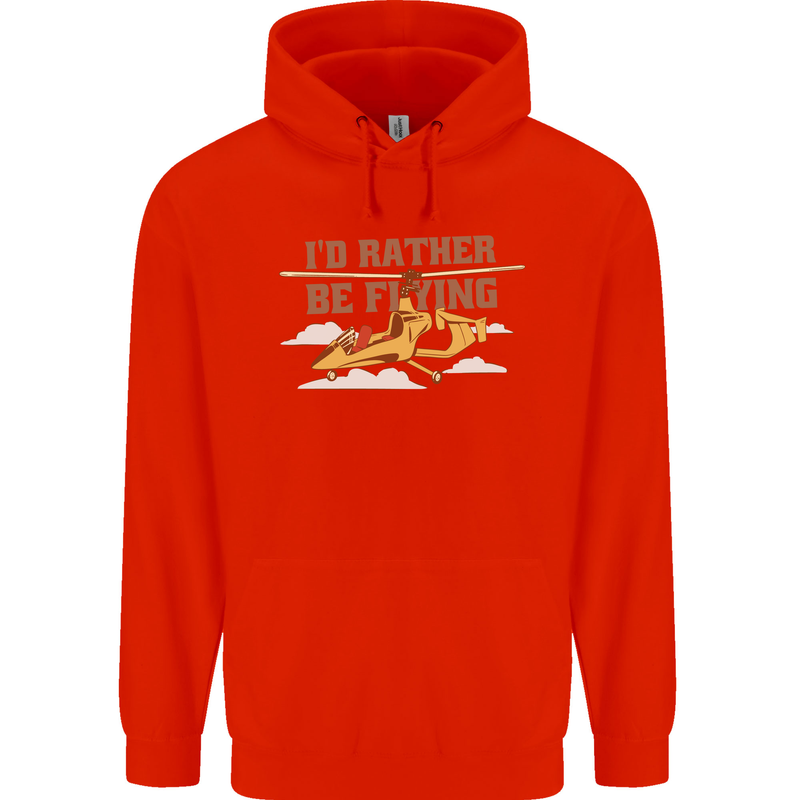 Gyrocopter Rather Be Flying Childrens Kids Hoodie Bright Red