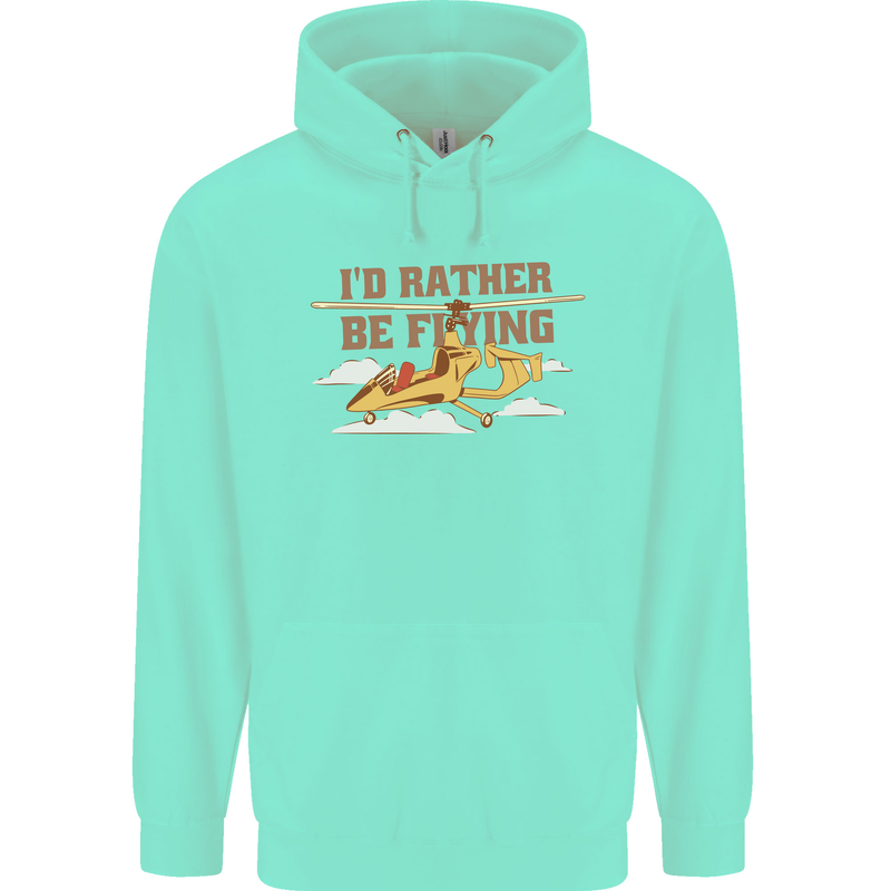 Gyrocopter Rather Be Flying Childrens Kids Hoodie Peppermint