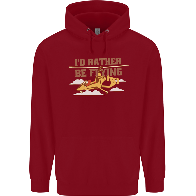 Gyrocopter Rather Be Flying Childrens Kids Hoodie Red
