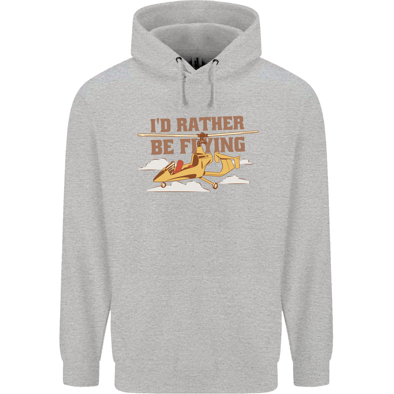 Gyrocopter Rather Be Flying Childrens Kids Hoodie Sports Grey
