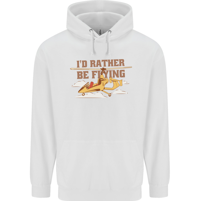Gyrocopter Rather Be Flying Childrens Kids Hoodie White