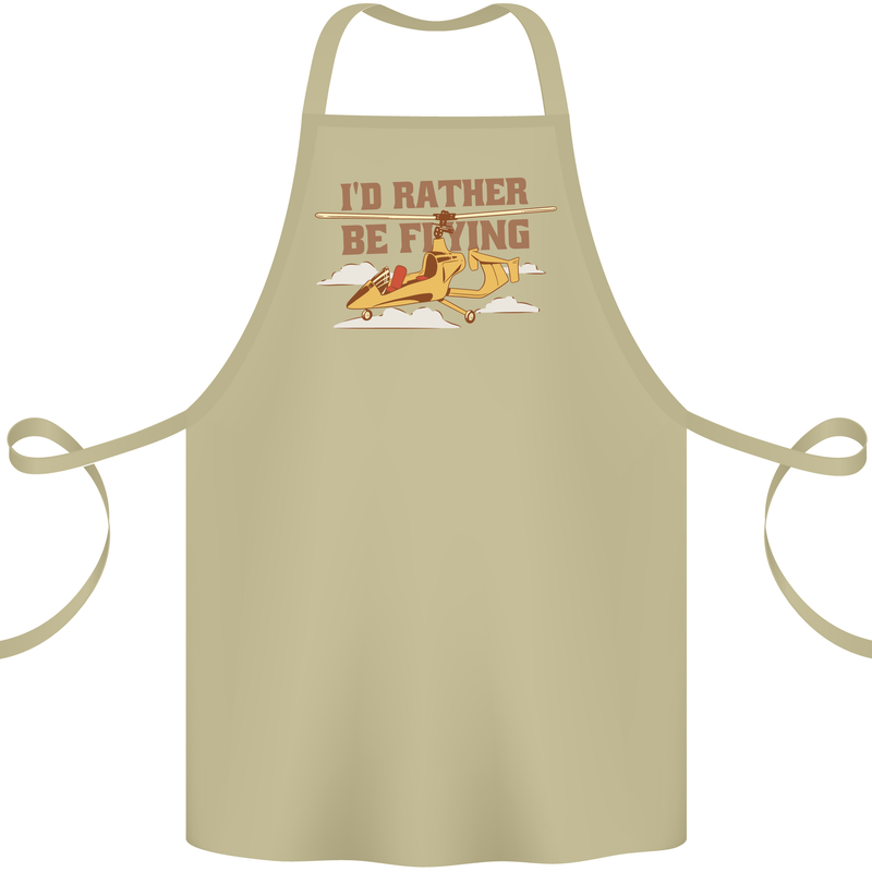 Gyrocopter Rather Be Flying Cotton Apron 100% Organic Khaki