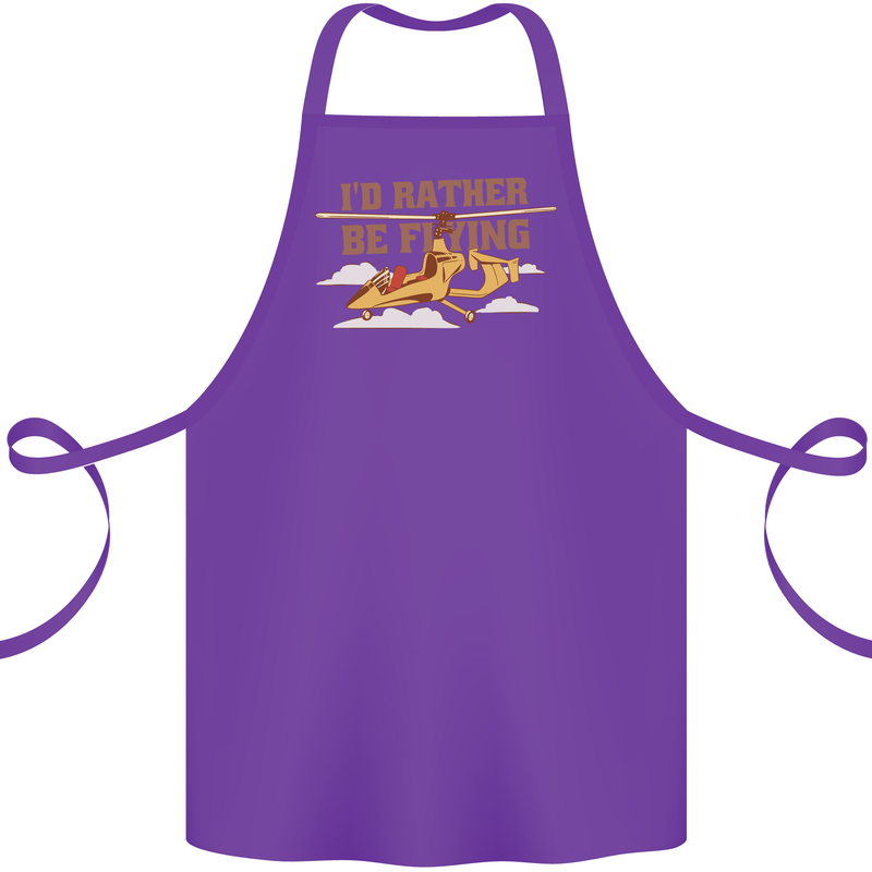 Gyrocopter Rather Be Flying Cotton Apron 100% Organic Purple