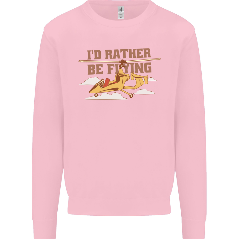 Gyrocopter Rather Be Flying Kids Sweatshirt Jumper Light Pink
