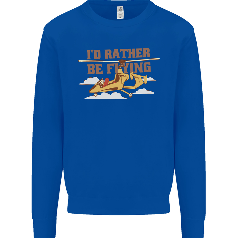 Gyrocopter Rather Be Flying Kids Sweatshirt Jumper Royal Blue