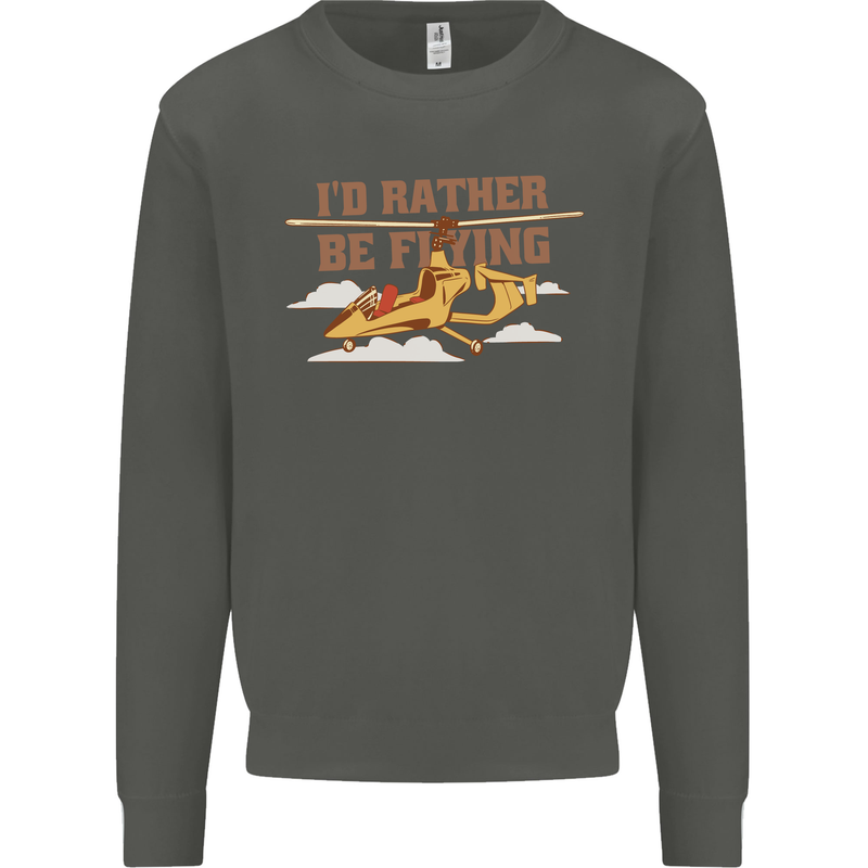 Gyrocopter Rather Be Flying Kids Sweatshirt Jumper Storm Grey