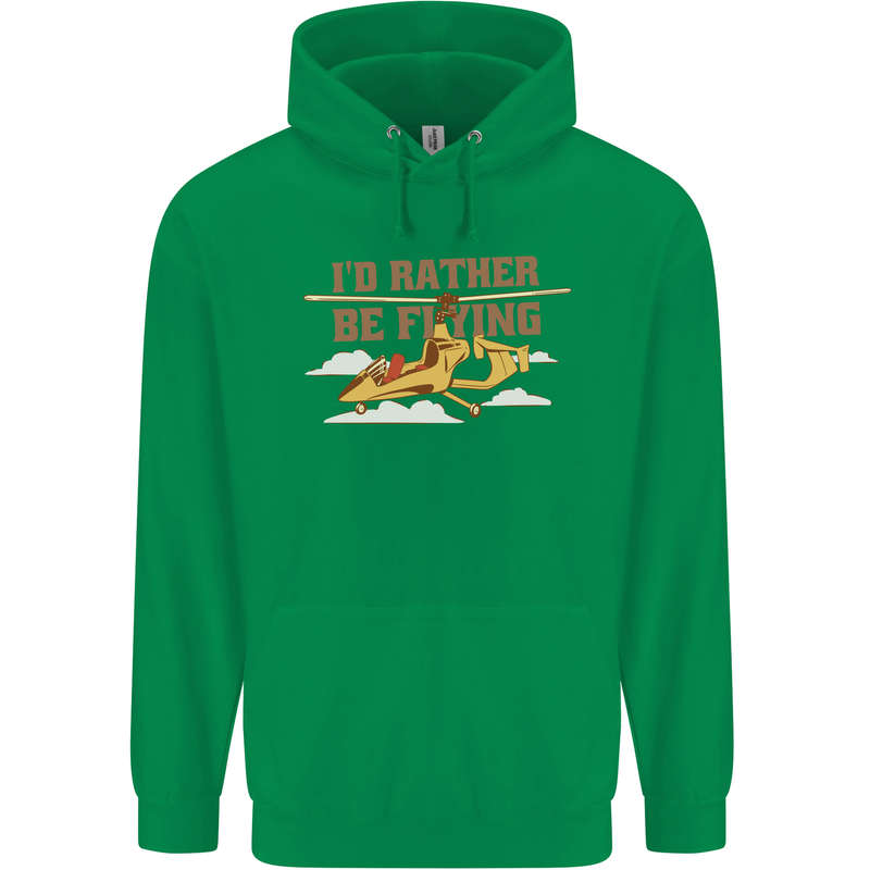 Gyrocopter Rather Be Flying Mens 80% Cotton Hoodie Irish Green