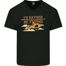 Gyrocopter Rather Be Flying Mens V-Neck Cotton T-Shirt Black