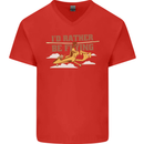 Gyrocopter Rather Be Flying Mens V-Neck Cotton T-Shirt Red