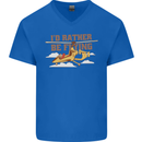 Gyrocopter Rather Be Flying Mens V-Neck Cotton T-Shirt Royal Blue