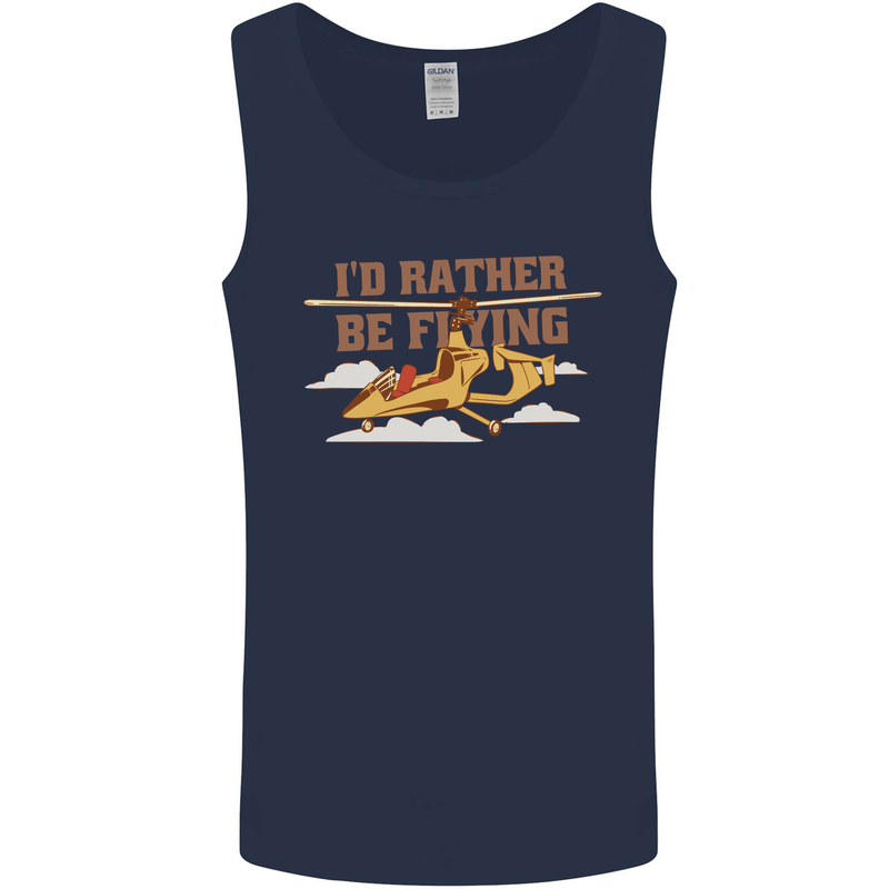 Gyrocopter Rather Be Flying Mens Vest Tank Top Navy Blue