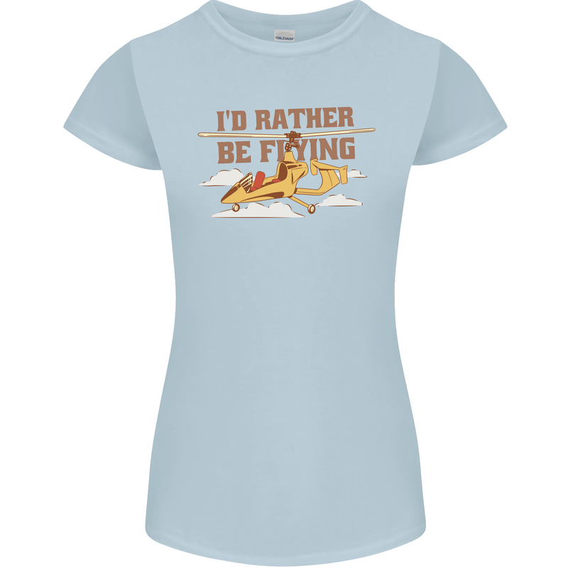 Gyrocopter Rather Be Flying Womens Petite Cut T-Shirt Light Blue