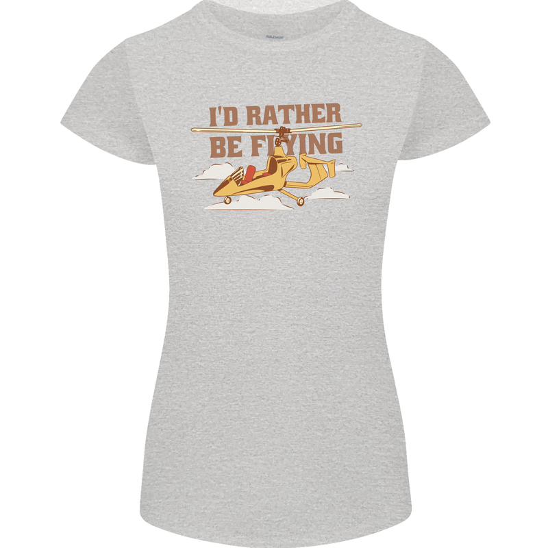 Gyrocopter Rather Be Flying Womens Petite Cut T-Shirt Sports Grey