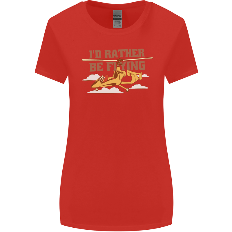 Gyrocopter Rather Be Flying Womens Wider Cut T-Shirt Red