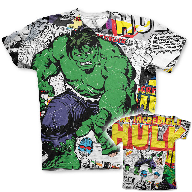 The Hulk comic all over print t-shirt multi coloured men's tee marvel superhero