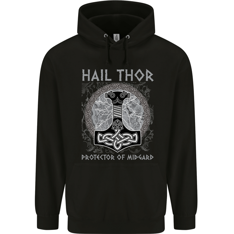 Hail Thor Protector of Midgard Viking Odin Childrens Kids Hoodie Black