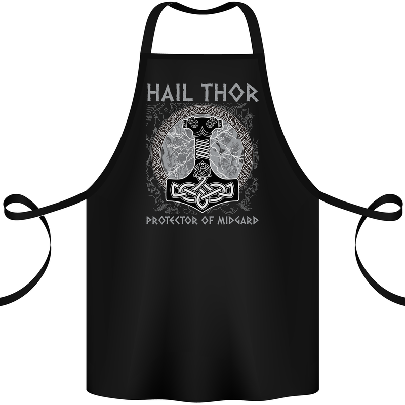 Hail Thor Protector of Midgard Viking Odin Cotton Apron 100% Organic Black