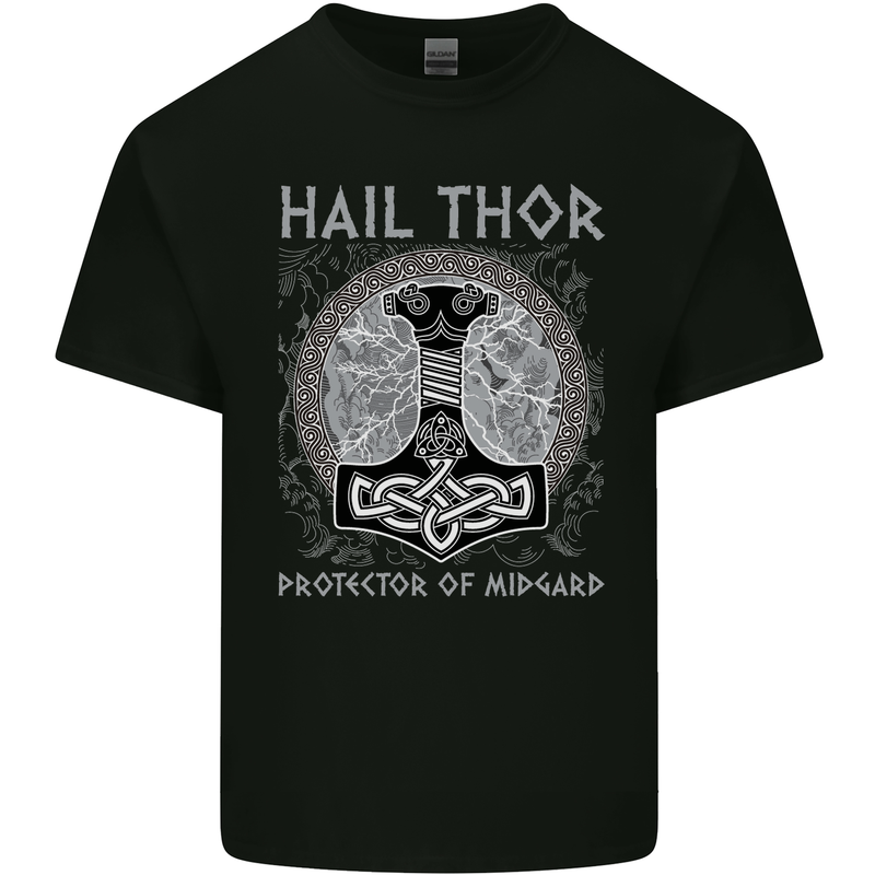 Hail Thor Protector of Midgard Viking Odin Kids T-Shirt Childrens Black