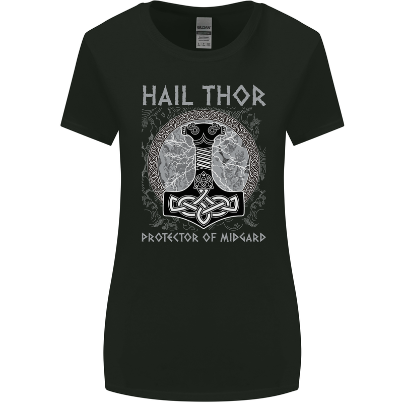 Hail Thor Protector of Midgard Viking Odin Womens Wider Cut T-Shirt Black