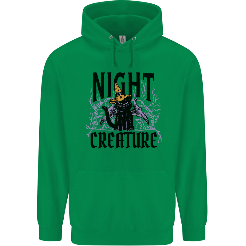 Halloween Cat Night Creature Witch Childrens Kids Hoodie Irish Green