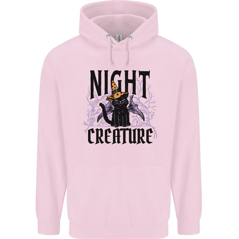 Halloween Cat Night Creature Witch Childrens Kids Hoodie Light Pink