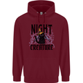 Halloween Cat Night Creature Witch Childrens Kids Hoodie Maroon
