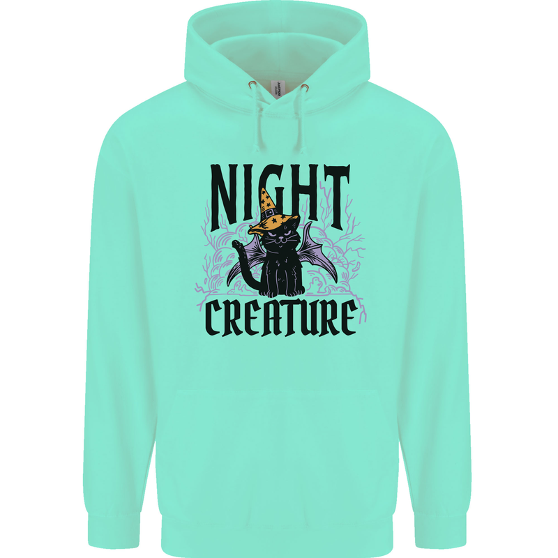 Halloween Cat Night Creature Witch Childrens Kids Hoodie Peppermint