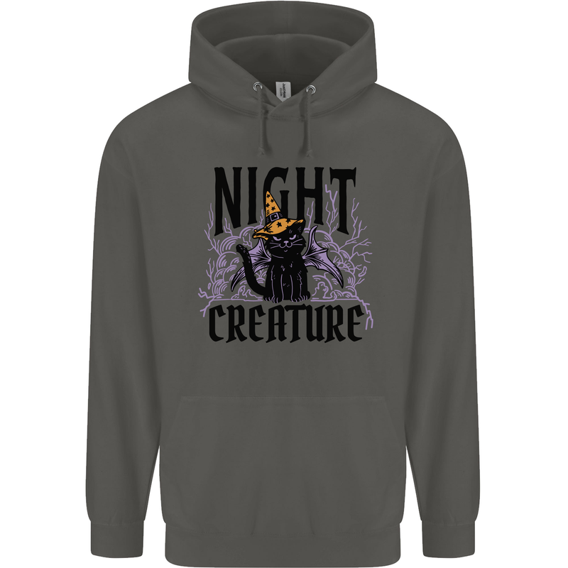 Halloween Cat Night Creature Witch Childrens Kids Hoodie Storm Grey