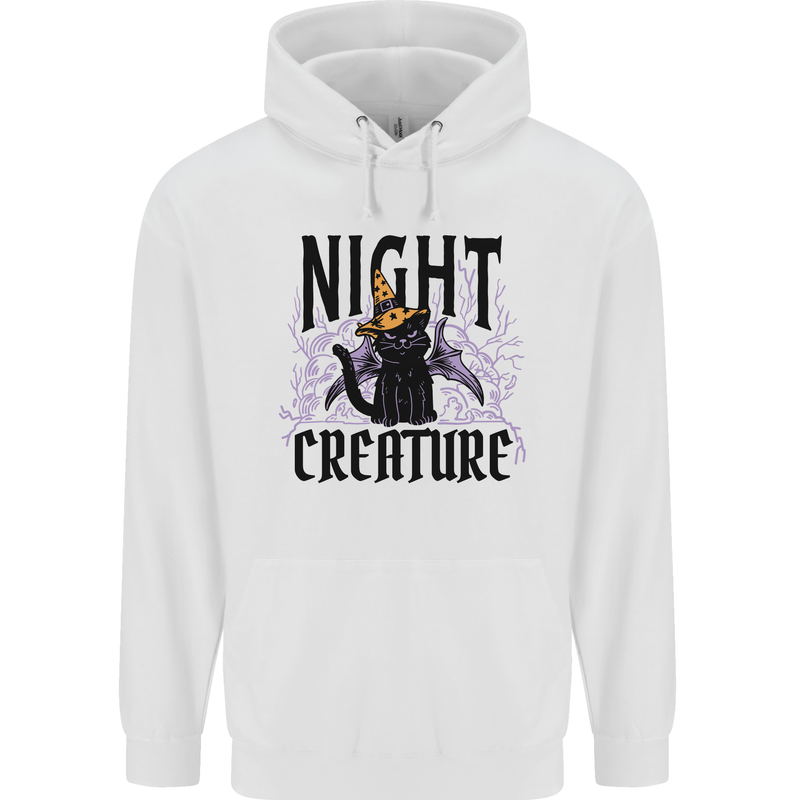 Halloween Cat Night Creature Witch Childrens Kids Hoodie White
