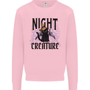 Halloween Cat Night Creature Witch Kids Sweatshirt Jumper Light Pink